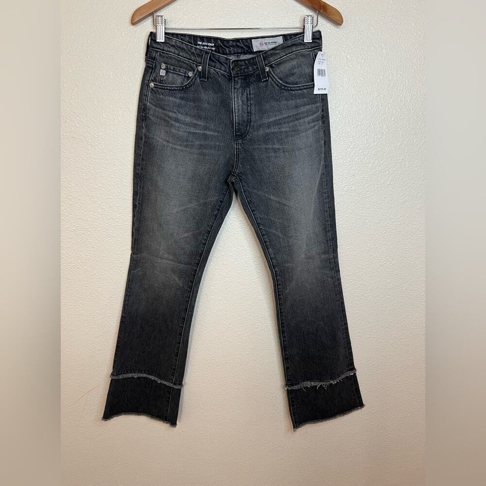 AG The Jodi Crop Ankle Hi-Rise Slim Flare Crop Black Stretch Raw Edge Hem NEW 27